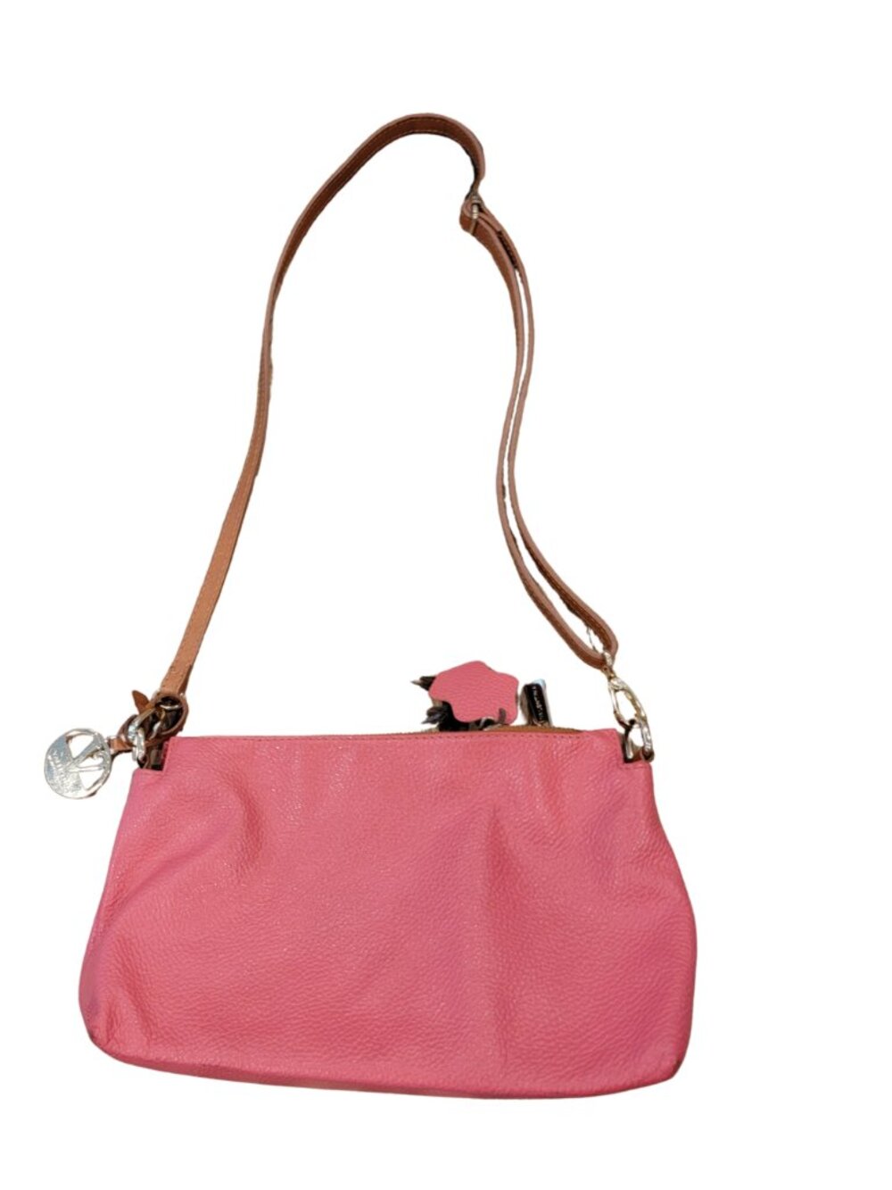 Valentina Italian Multi Entry Convertible Crossbody Pink Vacchetta Leather